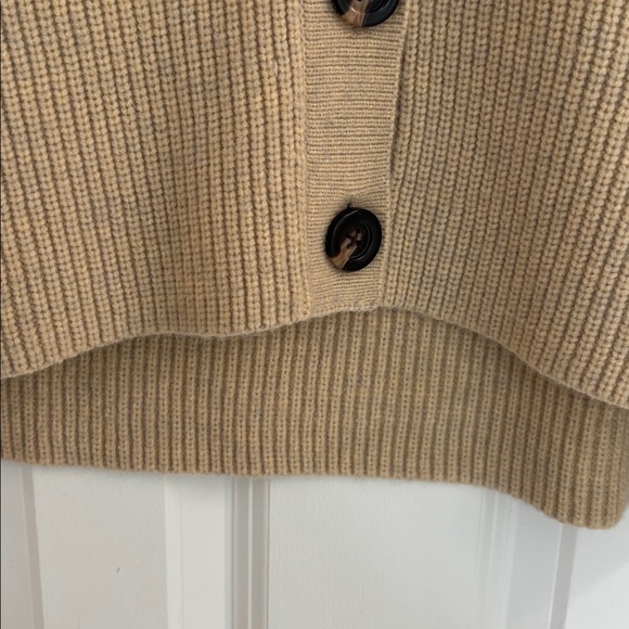 Ann Taylor Weekend Trendy Striped Beige and Charcoal Cardigan Sweater - Picture 6 of 10